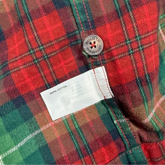 Duluth Trading Co men’s cotton robe Red green plaid - Picture 3 of 10